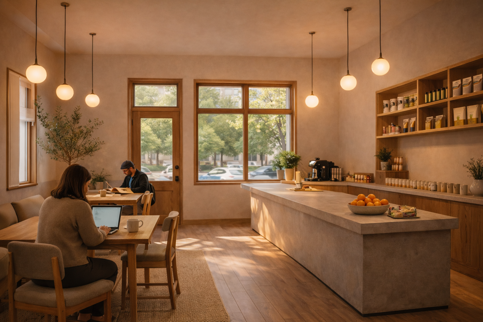 Warm, restorative interior of The Good Collective space